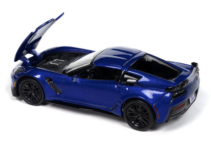 2019 Chevrolet Corvette Z06 Elkhart Lake Blue Metallic "Sports Cars" Series 1/64 Diecast Model Car by Auto World