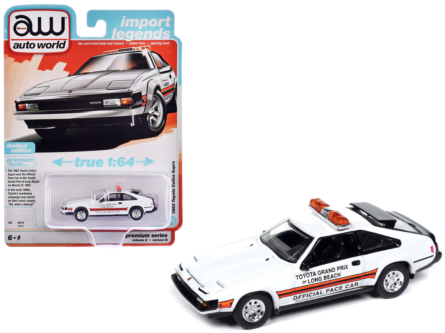 1983 Toyota Celica Supra "Toyota Grand Prix of Long Beach Official Pace Car" White "Import Legends" Series 1/64 Diecast Model Car by Auto World