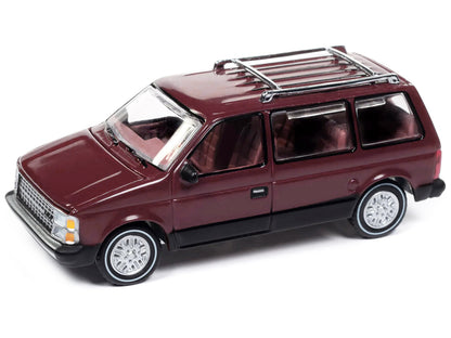 1985 Dodge Caravan Van Crimson Red and Black "Mighty Minivans" Series 1/64 Diecast Model Car by Auto World