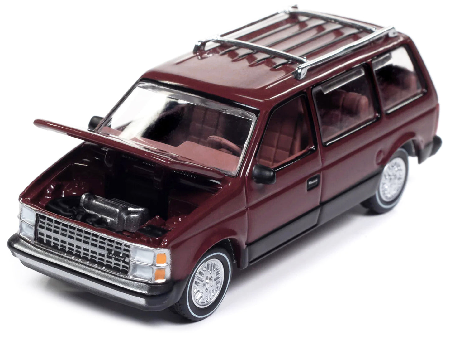 1985 Dodge Caravan Van Crimson Red and Black "Mighty Minivans" Series 1/64 Diecast Model Car by Auto World