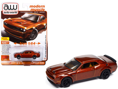 2021 Dodge Challenger SRT Super Stock Sinamon Stick Orange Metallic "Modern Muscle" Series 1/64 Diecast Model Car by Auto World