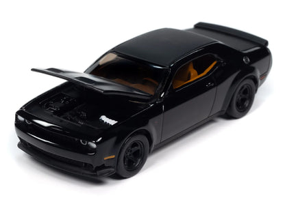 2021 Dodge Challenger SRT Super Stock Pitch Black "Modern Muscle" Series 1/64 Diecast Model Car by Auto World