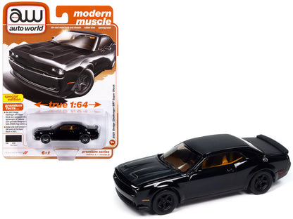 2021 Dodge Challenger SRT Super Stock Pitch Black "Modern Muscle" Series 1/64 Diecast Model Car by Auto World