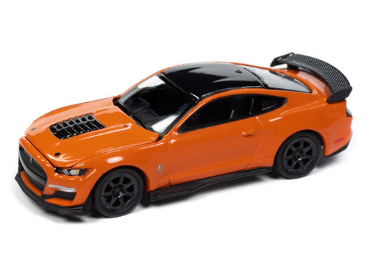 2021 Ford Mustang Shelby GT500 Carbon Fiber Track Pack Twister Orange with Black Top "Modern Muscle" Series 1/64 Diecast Model Car by Auto World