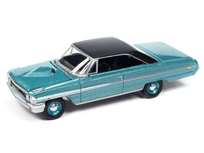 1964 Ford Galaxie 500 XL Dynasty Green Metallic with Black Top "Vintage Muscle" Series 1/64 Diecast Model Car by Auto World