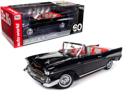 1957 Chevrolet Bel Air Convertible Onyx Black James Bond 007 "Dr. No" (1962) Movie "60 Years of Bond" Series 1/18 Diecast Model Car by Auto World