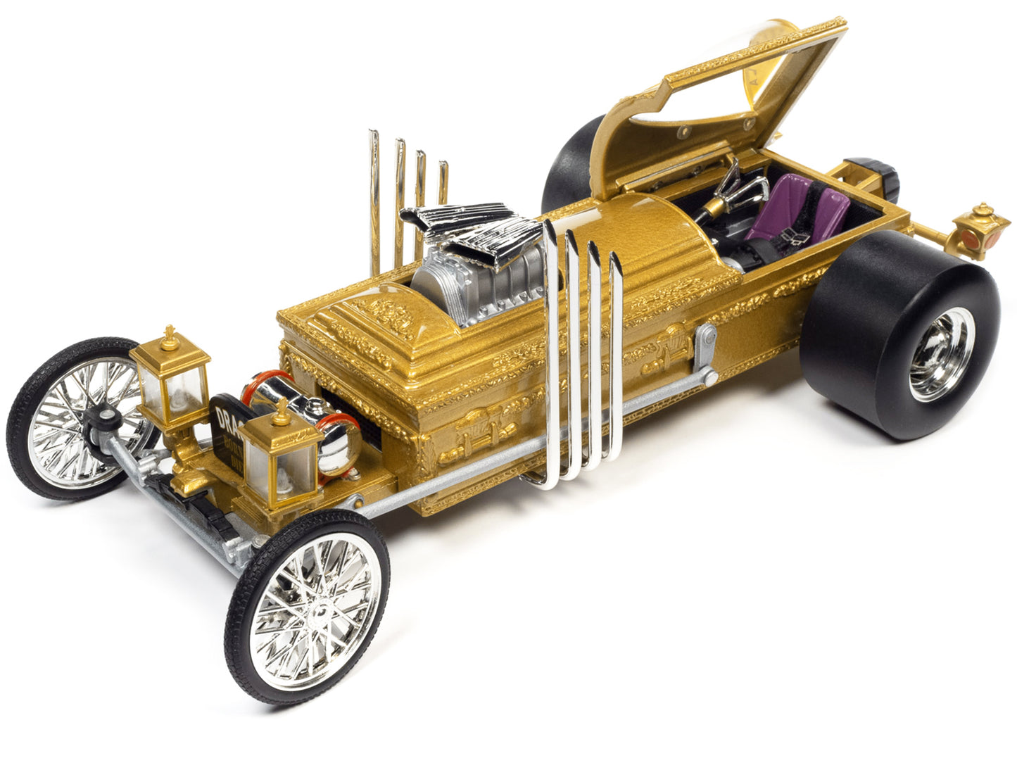 George Barris' Drag-u-la Gold "The Munsters" (1964-1966) TV Series "Silver Screen Machines" Series 1/18 Diecast Model by Auto World