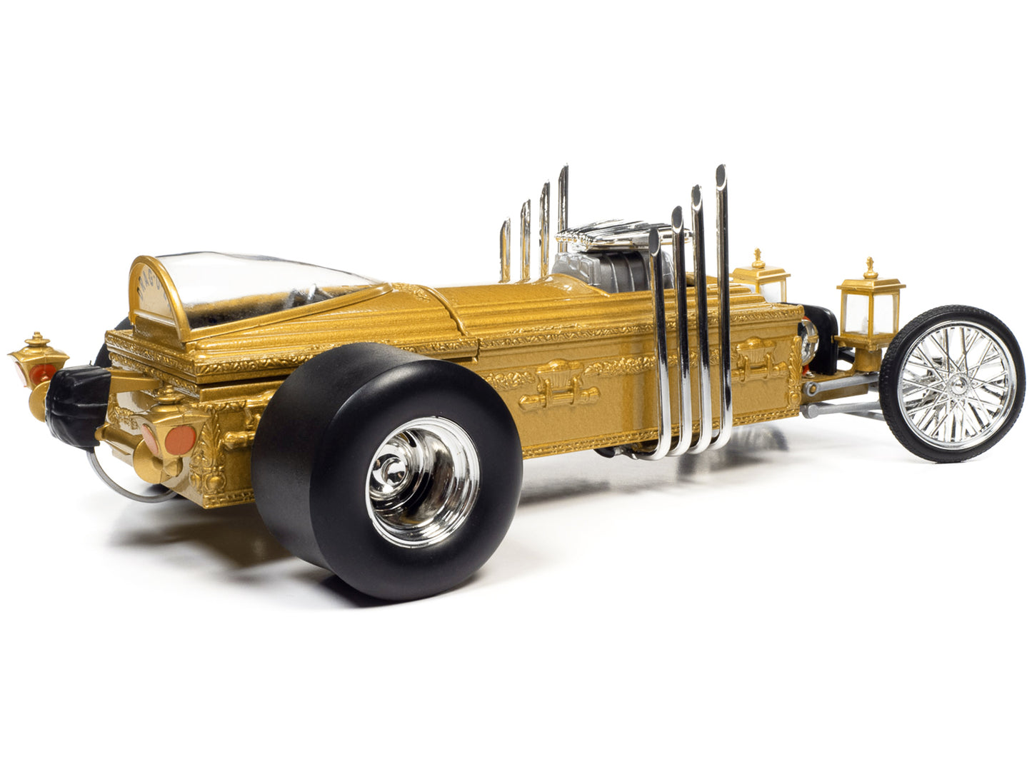 George Barris' Drag-u-la Gold "The Munsters" (1964-1966) TV Series "Silver Screen Machines" Series 1/18 Diecast Model by Auto World