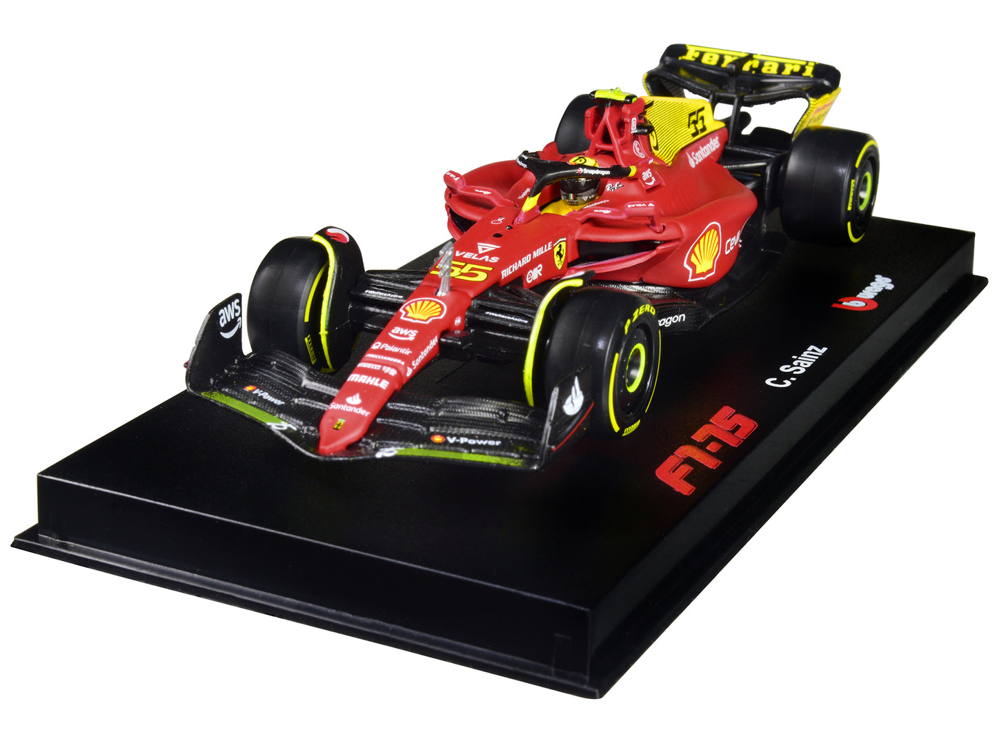 Ferrari F1-75 #16 Charles Leclerc "Giallo Modena" 2nd Place Formula One F1 Italian GP (2022) "Formula Racing" Series with Display Case 1/43 Diecast Model Car by Bburago