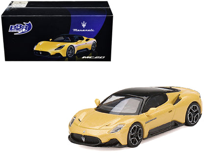 Maserati MC20 Giallo Genio Yellow with Black Top 1/64 Diecast Model Car by BBR