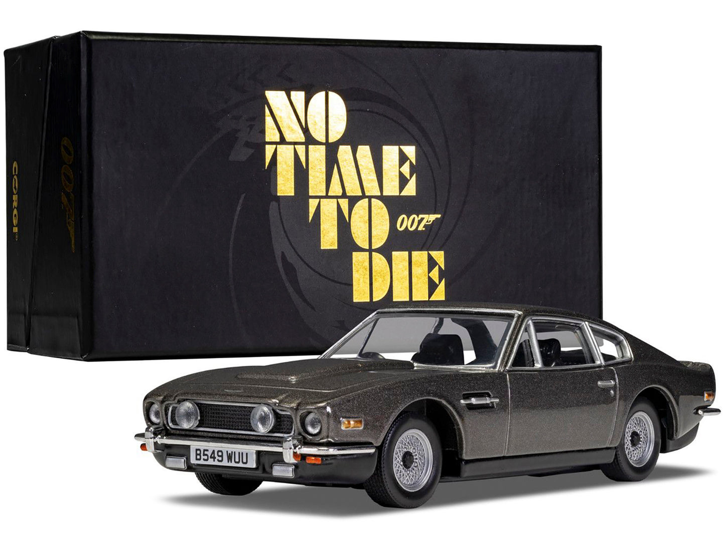 Aston Martin V8 RHD (Right Hand Drive) Black Metallic James Bond 007 "No Time To Die" (2021) Movie Diecast Model Car by Corgi