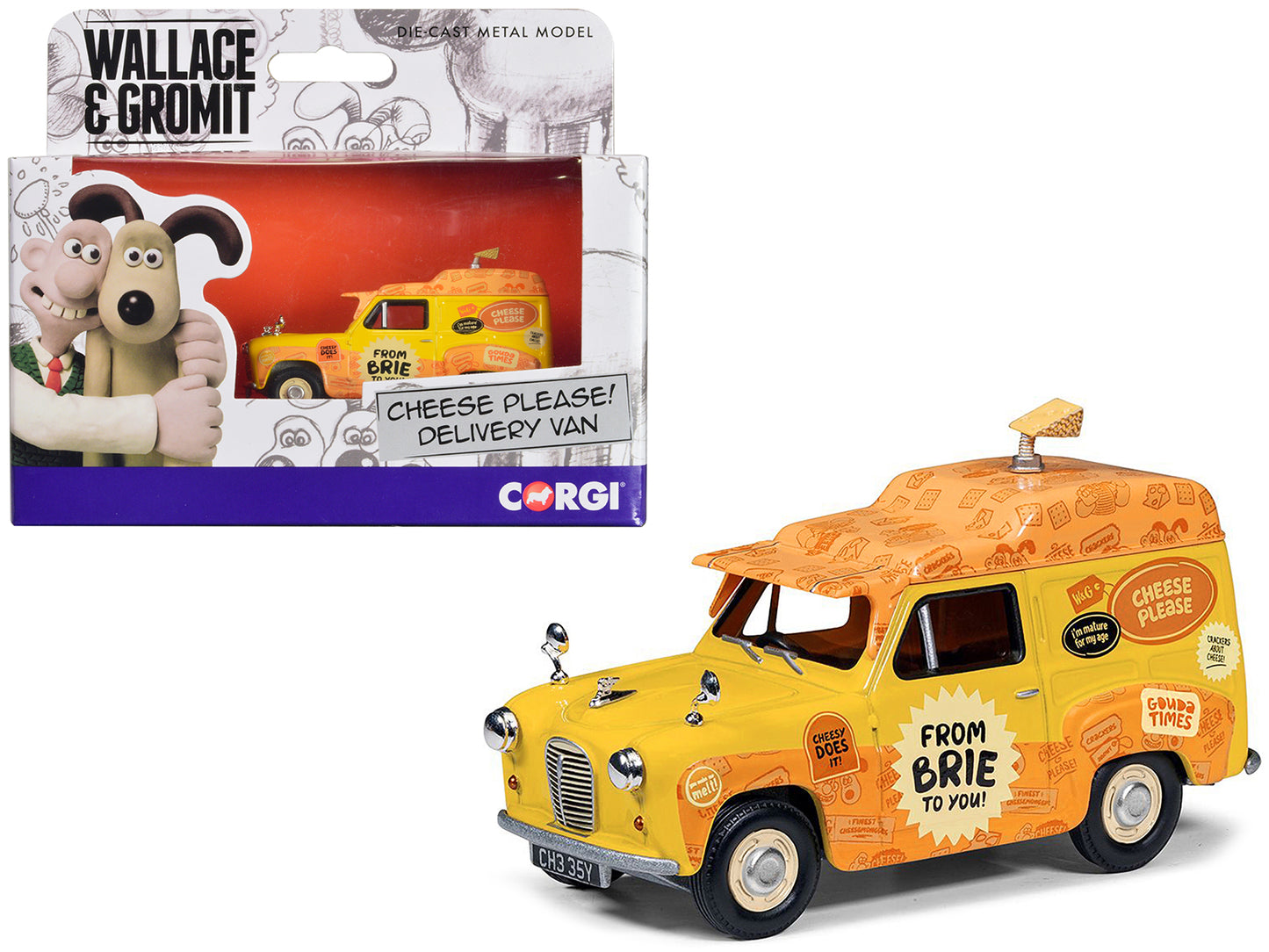 Austin A35 Van RHD (Right Hand Drive) Yellow "Cheese Please" "Wallace & Gromit" Diecast Model Car by Corgi