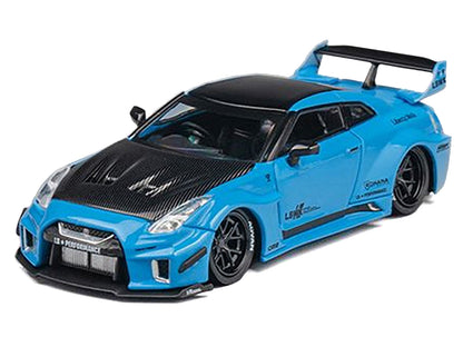 Nissan 35GT-RR "LB-Silhouette Works GT" RHD (Right Hand Drive) Blue with Carbon Hood and Black Top with Extra Wheels 1/64 Diecast Model Car by CM Models