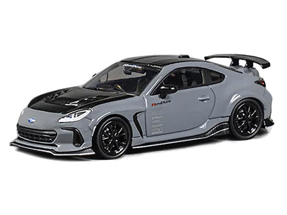 Subaru BRZ "Varis Arising-1" RHD (Right Hand Drive) Gray with Carbon Hood and Top with Extra Wheels 1/64 Diecast Model Car by CM Models