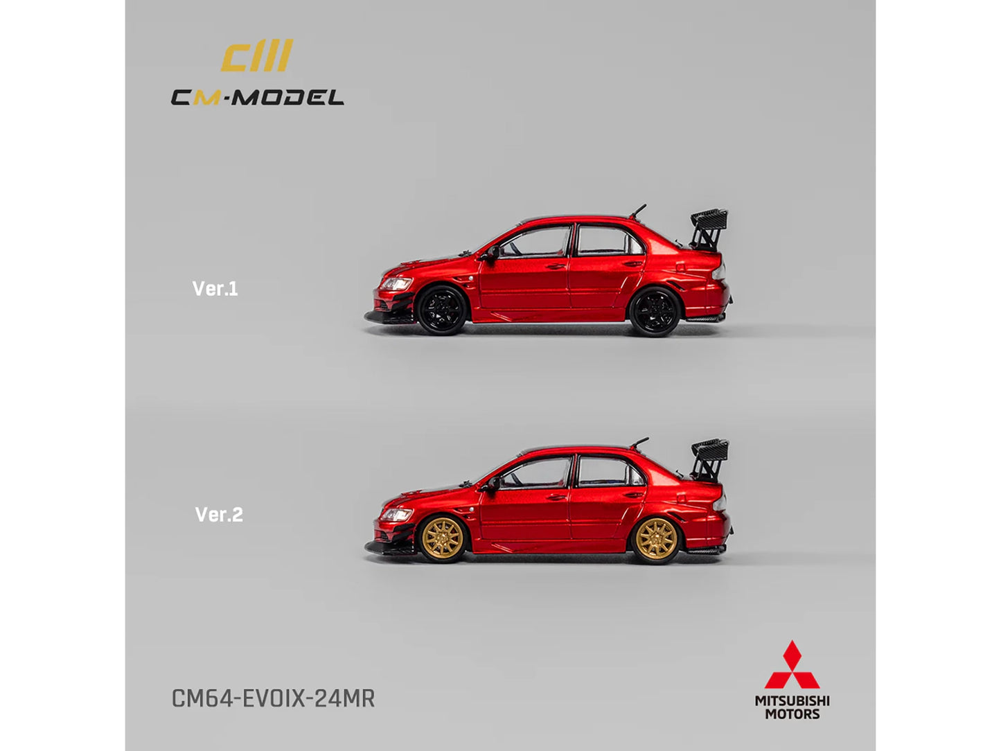 Mitsubishi Lancer Evolution IX RHD (Right Hand Drive) Red Metallic with Extra Wheels 1/64 Diecast Model Car by CM Models