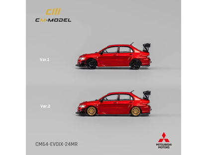 Mitsubishi Lancer Evolution IX RHD (Right Hand Drive) Red Metallic with Extra Wheels 1/64 Diecast Model Car by CM Models