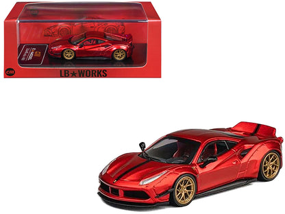 LB-Works 488 Red Metallic 1/64 Diecast Model Car by CM Models