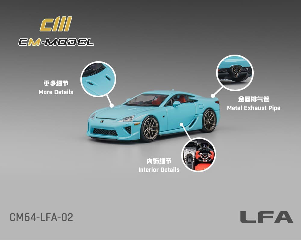 Lexus LFA RHD (Right Hand Drive) Baby Blue 1/64 Diecast Model Car by CM Models