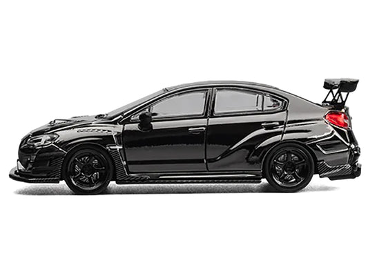 Subaru VAB WRX STI Widebody Black Metallic with Red Interior with Extra Wheels 1/64 Diecast Model Car by CM Model