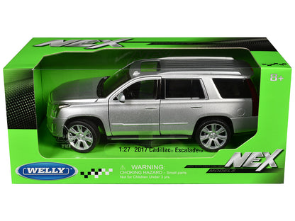 2017 Cadillac Escalade with Sunroof Silver Metallic 1/24-1/27 Diecast Model Car by Welly