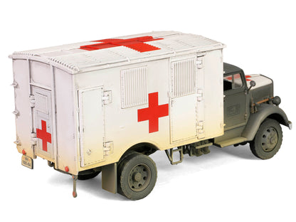 Opel-Blitz Kfz.305 Ambulance Gray and White (Weathered) "German Army" "Armoured Fighting Vehicle" Series 1/32 Diecast Model by Forces of Valor