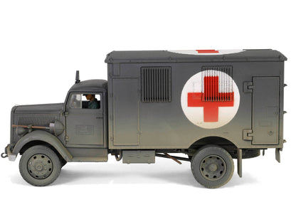 Opel-Blitz Kfz.305 Ambulance Gray (Weathered) "German Army" "Armoured Fighting Vehicle" Series 1/32 Diecast Model by Forces of Valor