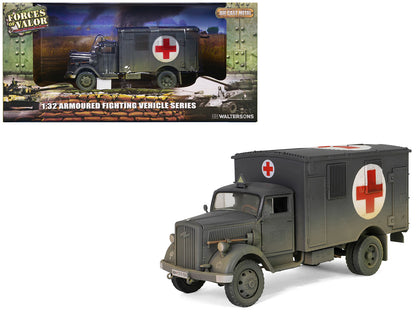 Opel-Blitz Kfz.305 Ambulance Gray (Weathered) "German Army" "Armoured Fighting Vehicle" Series 1/32 Diecast Model by Forces of Valor