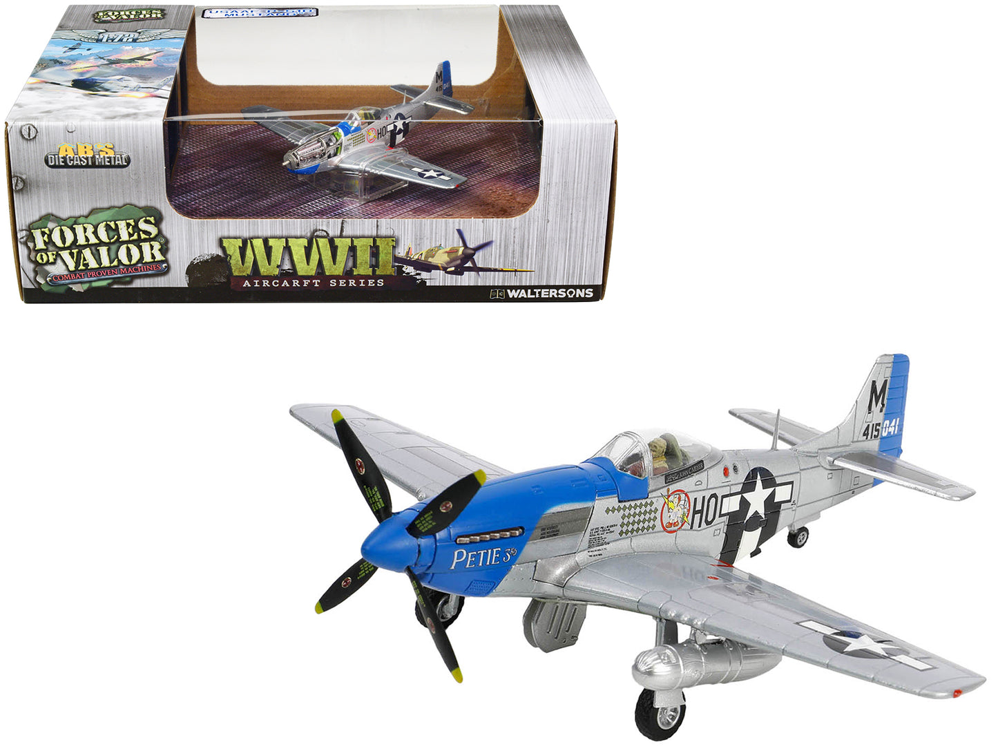 North American Aviation P-51D Mustang Aircraft Fighter "Petie 3rd Lt. Col. John C. Meyer 487th Fighter Squadron 352nd Fighter Group USAAF" (1944) "WW2 Aircrafts Series" 1/72 Diecast Model by Forces of Valor