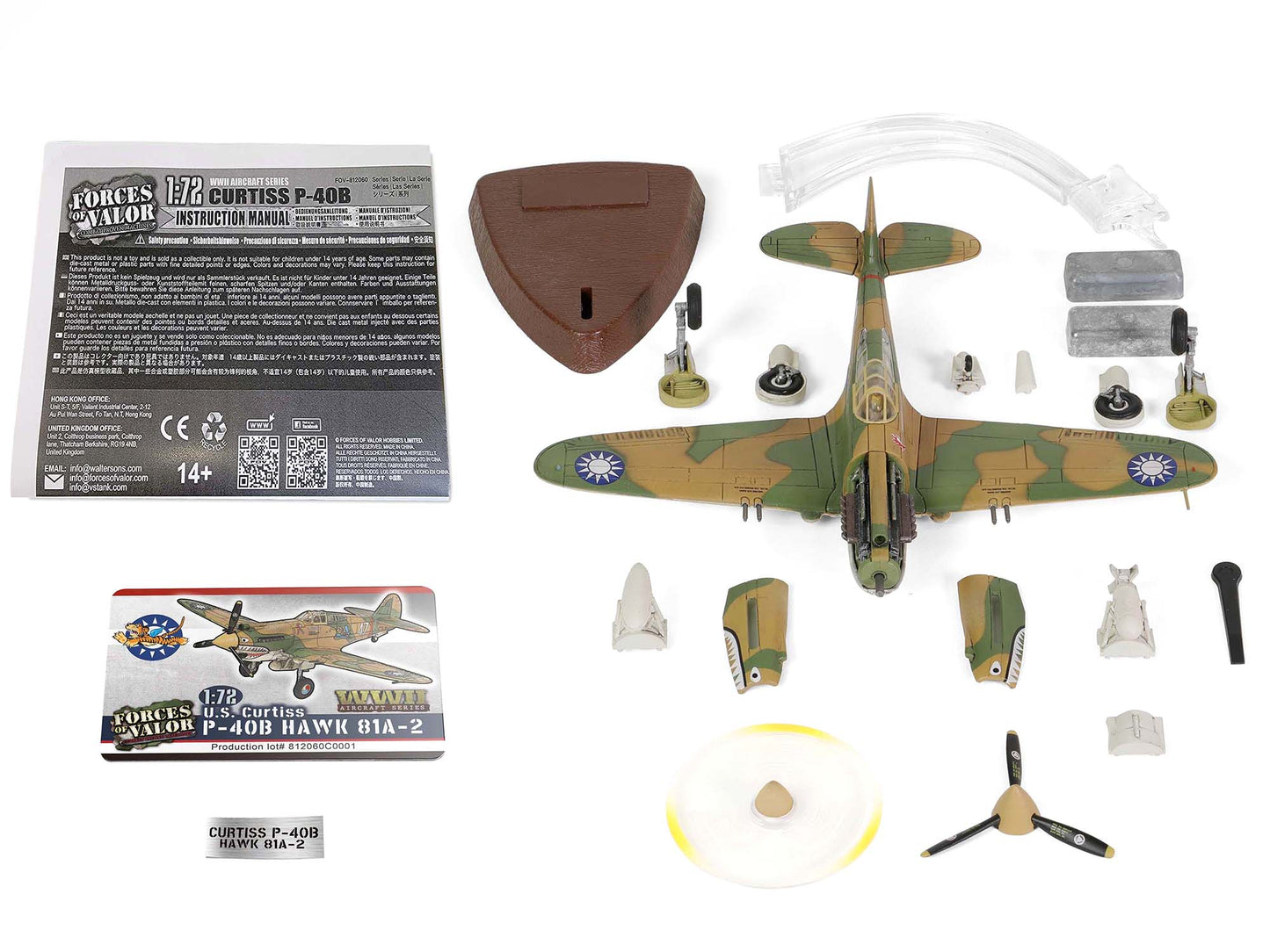 Curtiss P-40B HAWK 81A-2 Aircraft Fighter "3rd Pursuit Squadron American Volunteer Group P-8127 Serial : 47 China" (June 1942) "WW2 Aircrafts Series" 1/72 Diecast Model by Forces of Valor