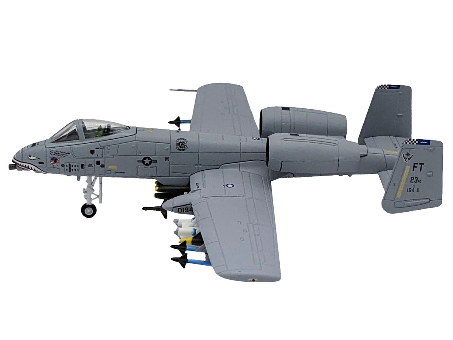 Republic A-10C Thunderbolt II Attack Aircraft "Flying Tigers 23rd Fighter Group 23rd Wing" (2003) United States Air Force 1/100 Diecast Model Airplane