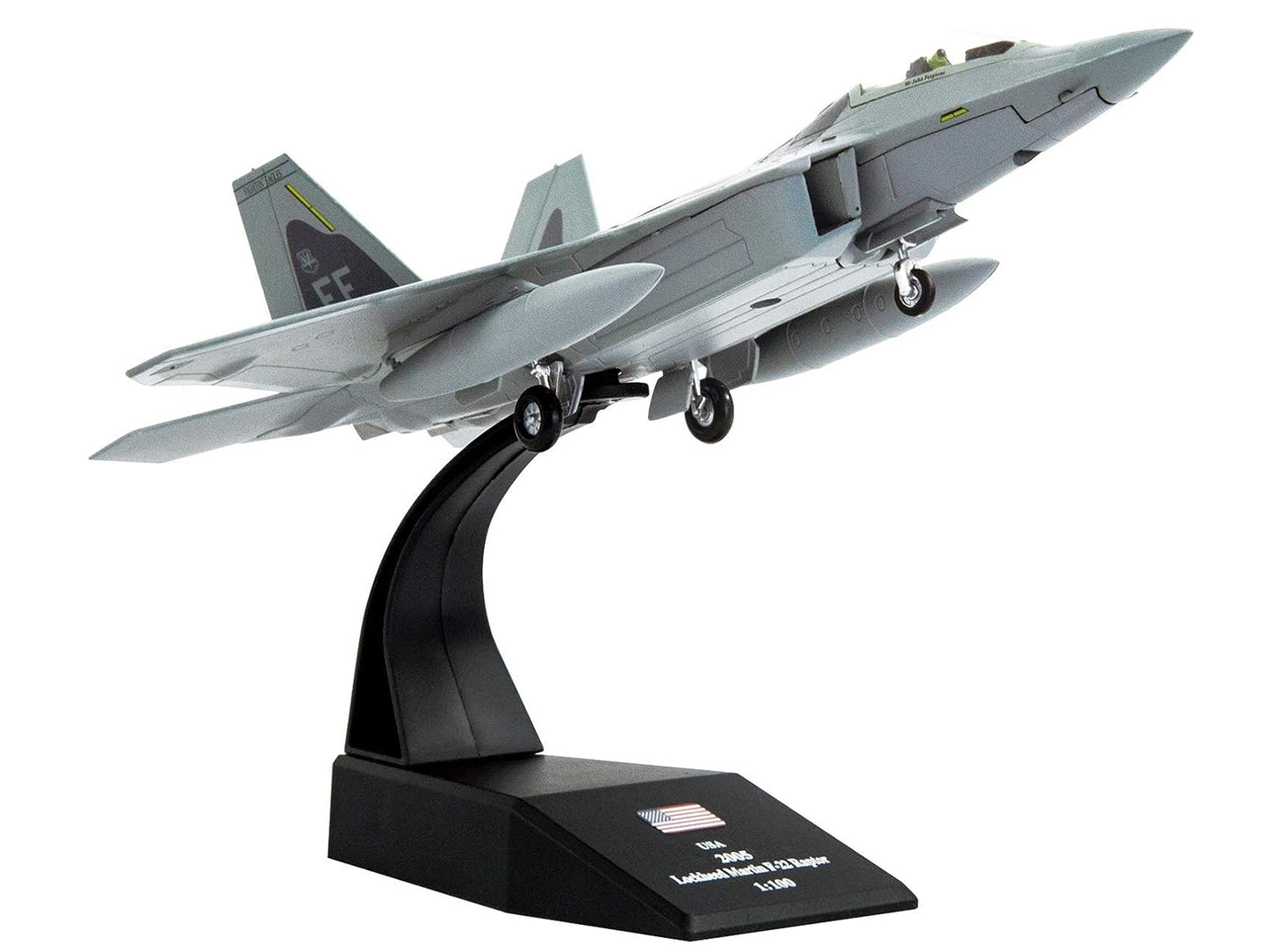 Lockheed Martin F-22A Raptor Stealth Aircraft "27th Figher Squadron 1st Operations Group Langley AFB" (2005) United States Air Force 1/100 Diecast Model Airplane