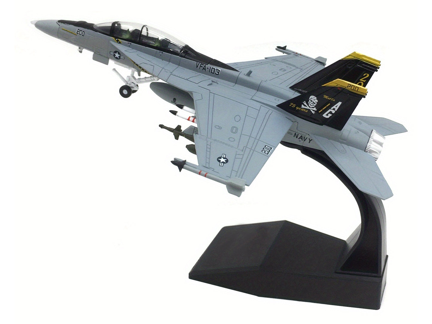 Boeing F/A-18F Super Hornet Fighter Aircraft "VFA-103 Jolly Rogers 75th Anniversary" (2018) United States Navy 1/100 Diecast Model Airplane