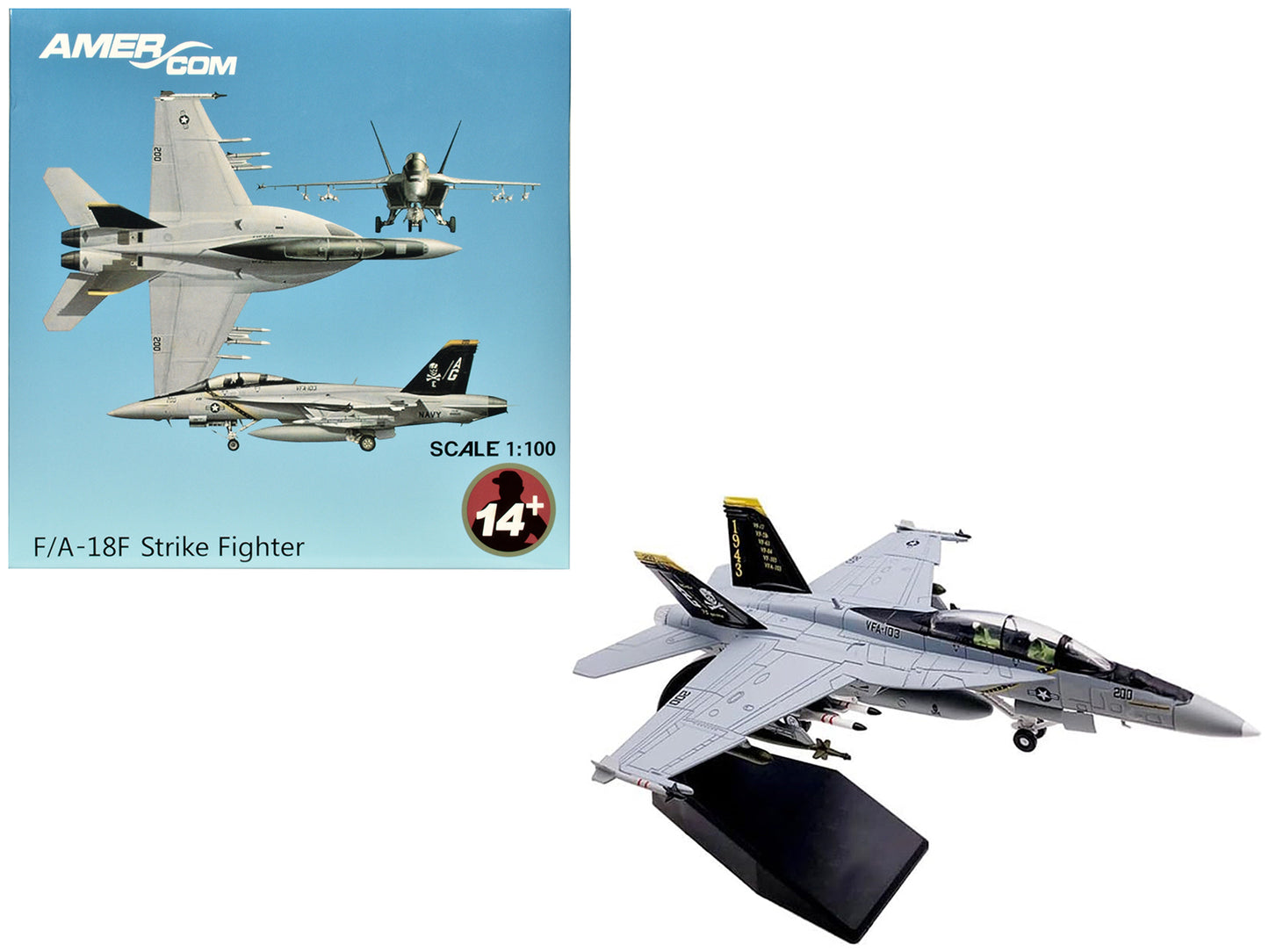 Boeing F/A-18F Super Hornet Fighter Aircraft "VFA-103 Jolly Rogers 75th Anniversary" (2018) United States Navy 1/100 Diecast Model Airplane