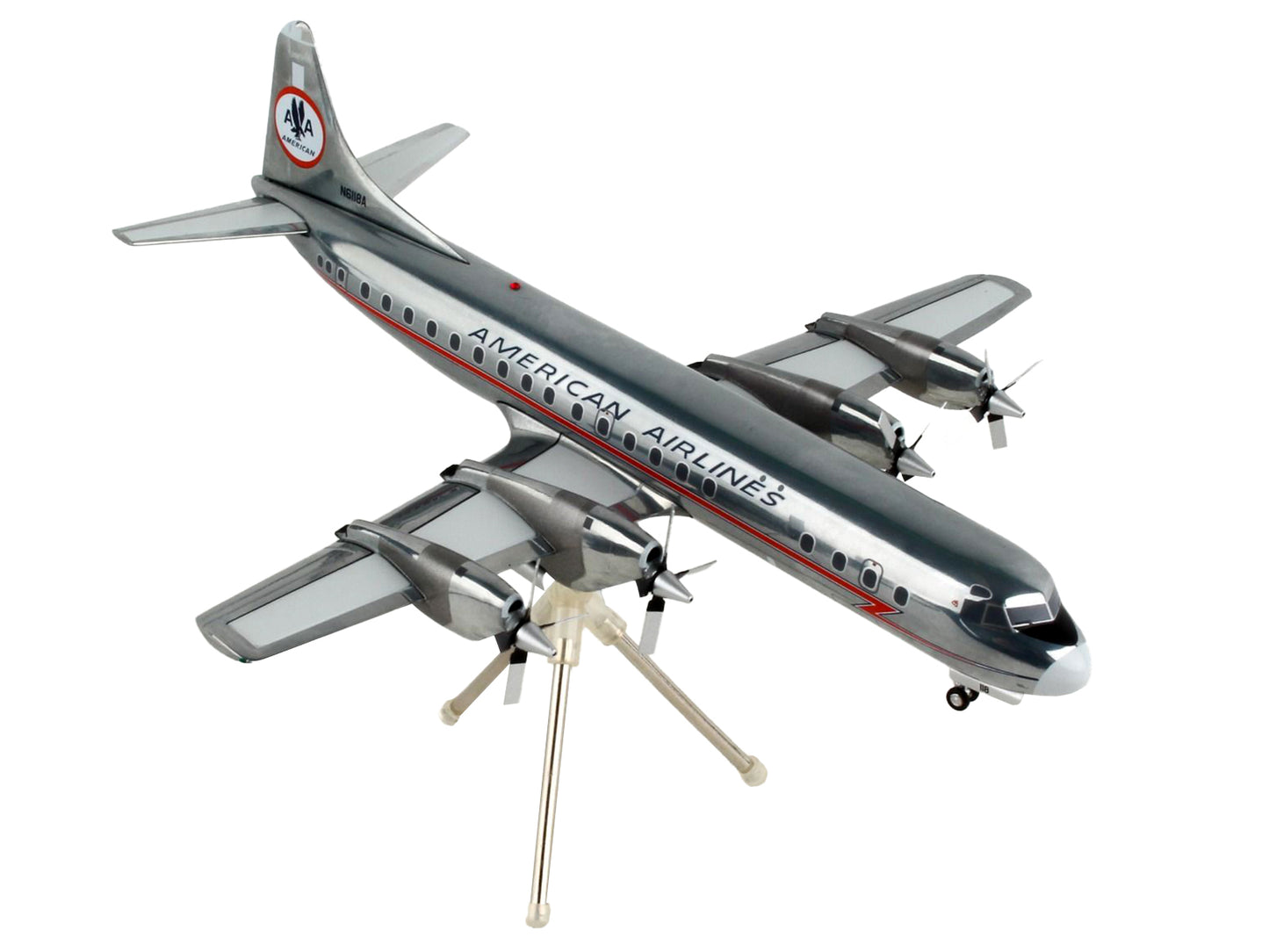 Lockheed L-188A Electra Astrojet Commercial Aircraft "American Airlines" Silver "Gemini 200" Series 1/200 Diecast Model Airplane by GeminiJets