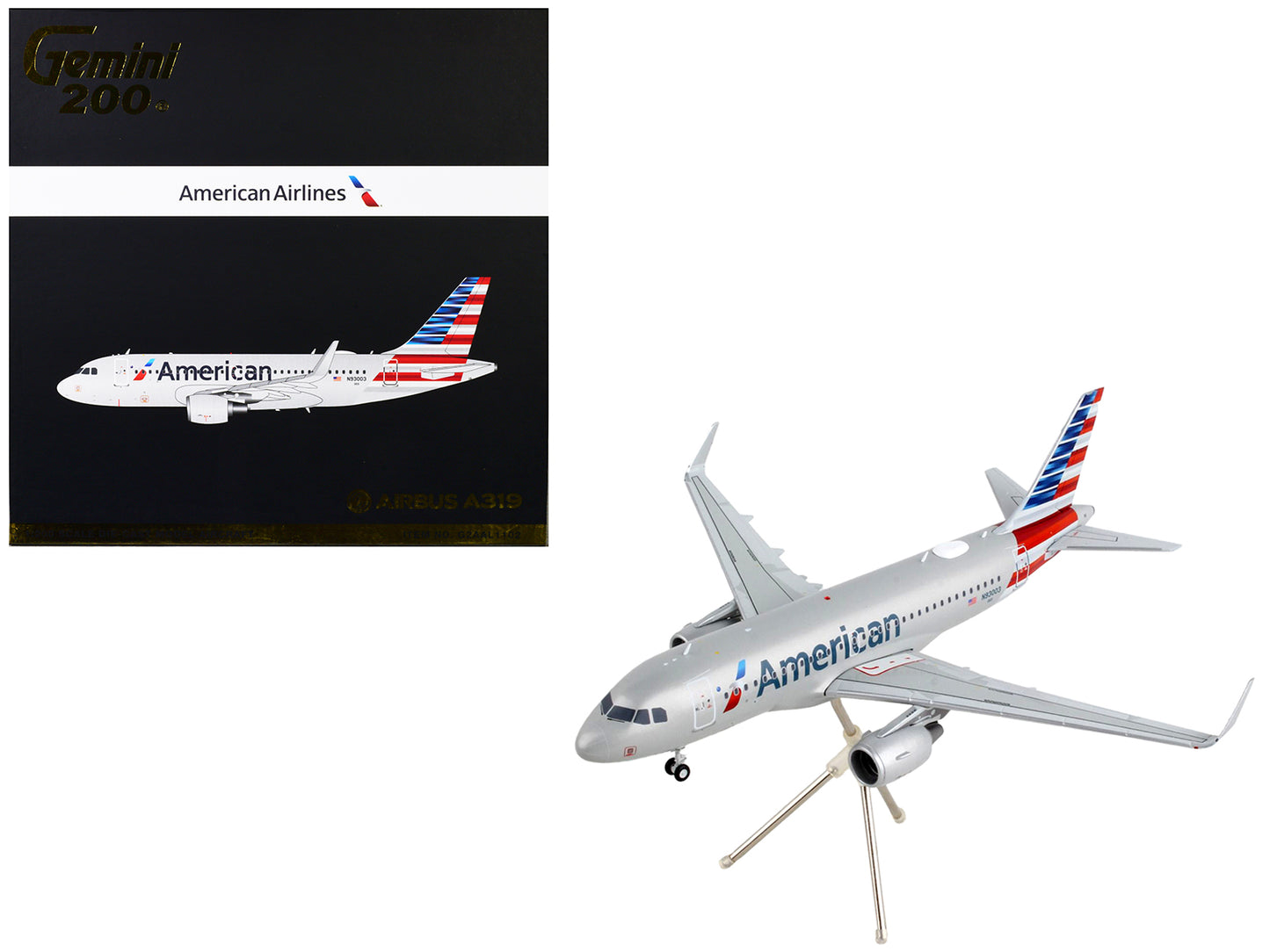 Airbus A319 Commercial Aircraft "American Airlines" Silver "Gemini 200" Series 1/200 Diecast Model Airplane by GeminiJets