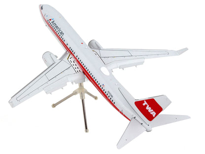 Boeing 737-800 Commercial Aircraft with Flaps Down "American Airlines - Trans World Airlines" Gray with Red Stripes "Gemini 200" Series 1/200 Diecast Model Airplane by GeminiJets