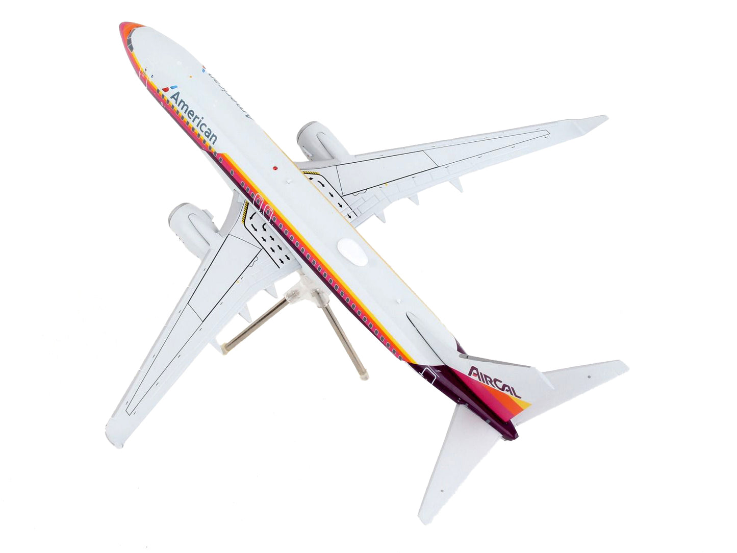 Boeing 737-800 Commercial Aircraft "American Airlines - AirCal" Gray with Stripes "Gemini 200" Series 1/200 Diecast Model Airplane by GeminiJets