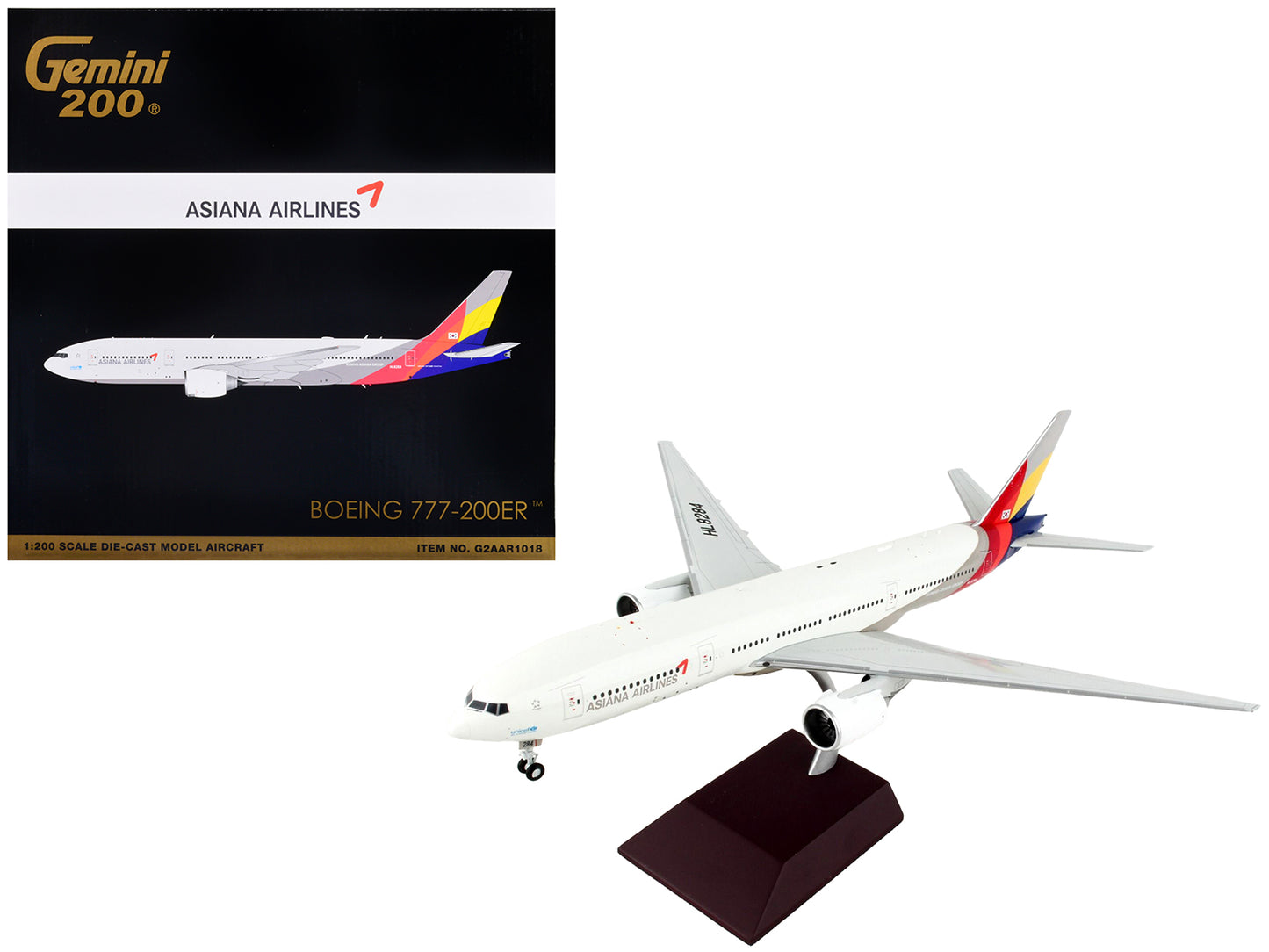 Boeing 777-200ER Commercial Aircraft "Asiana Airlines" White with Striped Tail "Gemini 200" Series 1/200 Diecast Model Airplane by GeminiJets