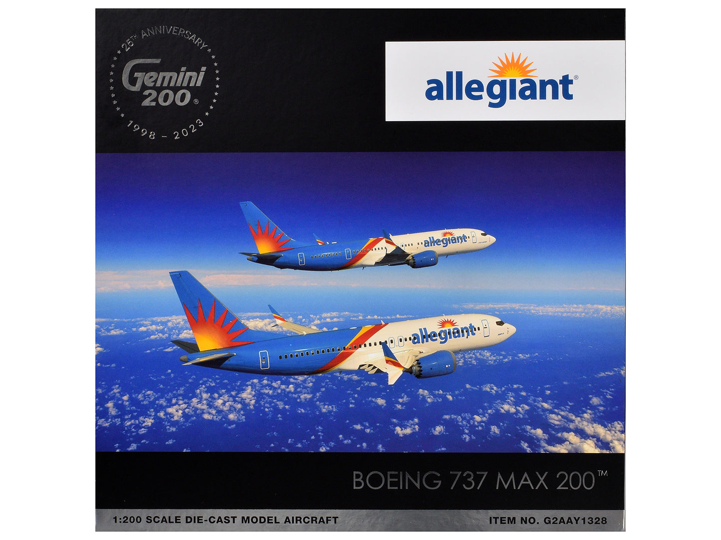 Boeing 737 MAX 8 Commercial Aircraft "Allegiant Air" (N810MG) White and Blue with Graphics "Gemini 200" Series 1/200 Diecast Model Airplane by GeminiJets