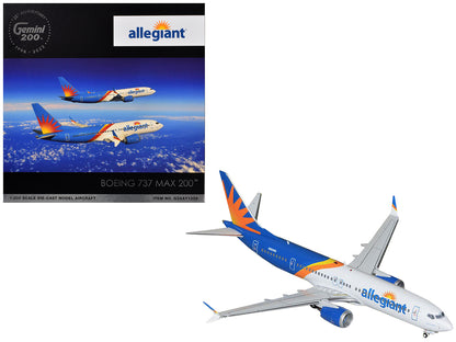 Boeing 737 MAX 8 Commercial Aircraft "Allegiant Air" (N810MG) White and Blue with Graphics "Gemini 200" Series 1/200 Diecast Model Airplane by GeminiJets