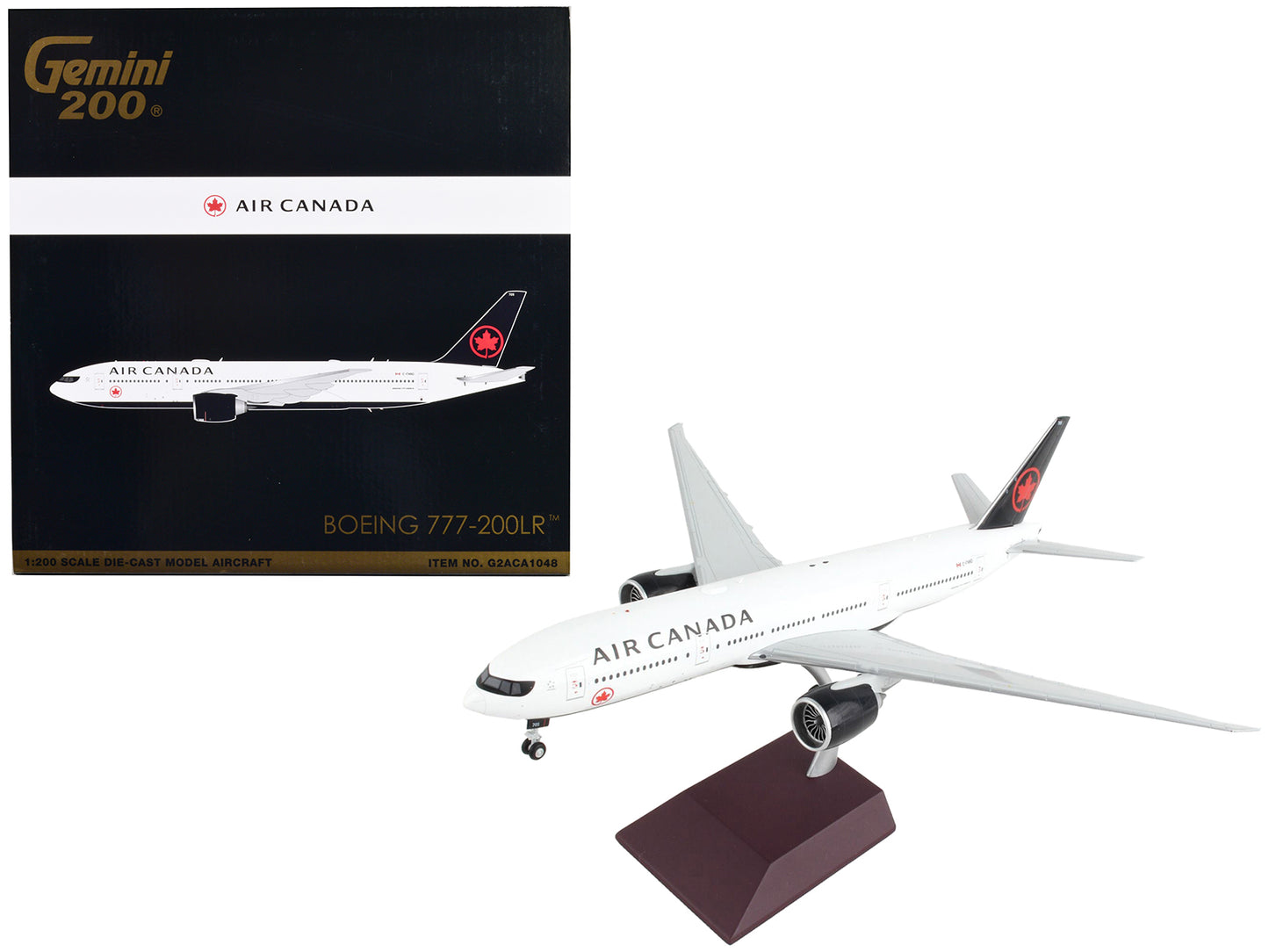 Boeing 777-200LR Commercial Aircraft "Air Canada" White with Black Tail "Gemini 200" Series 1/200 Diecast Model Airplane by GeminiJets