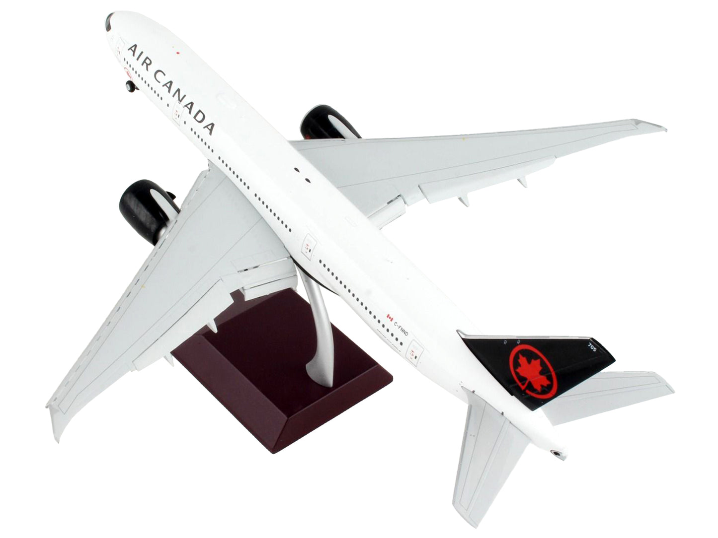 Boeing 777-200LR Commercial Aircraft with Flaps Down "Air Canada" White with Black Tail "Gemini 200" Series 1/200 Diecast Model Airplane by GeminiJets