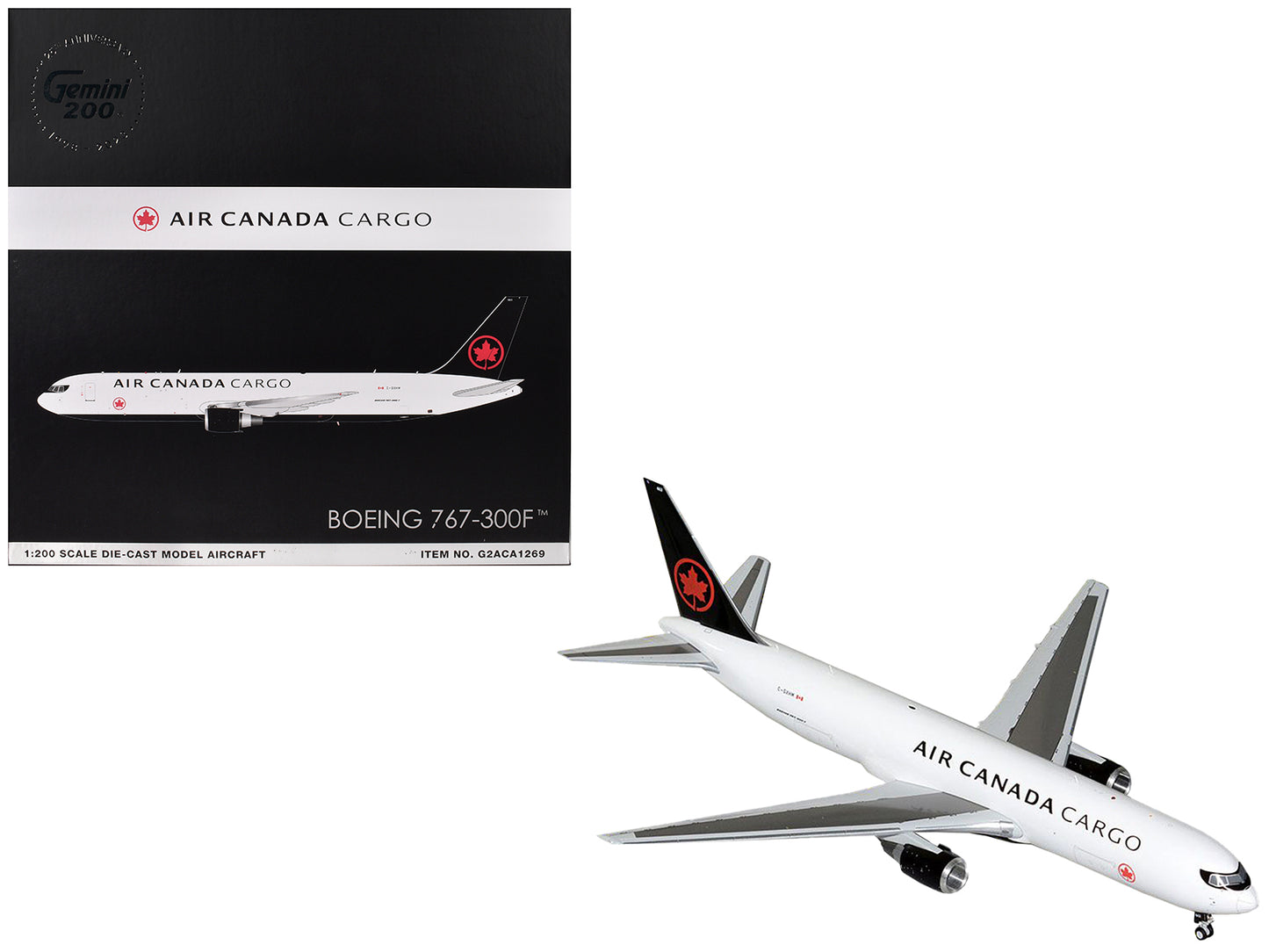 Boeing 767-300F Commercial Aircraft "Air Canada Cargo" (C-GXHM) White with Black Tail "Gemini 200" Series 1/200 Diecast Model Airplane by GeminiJets