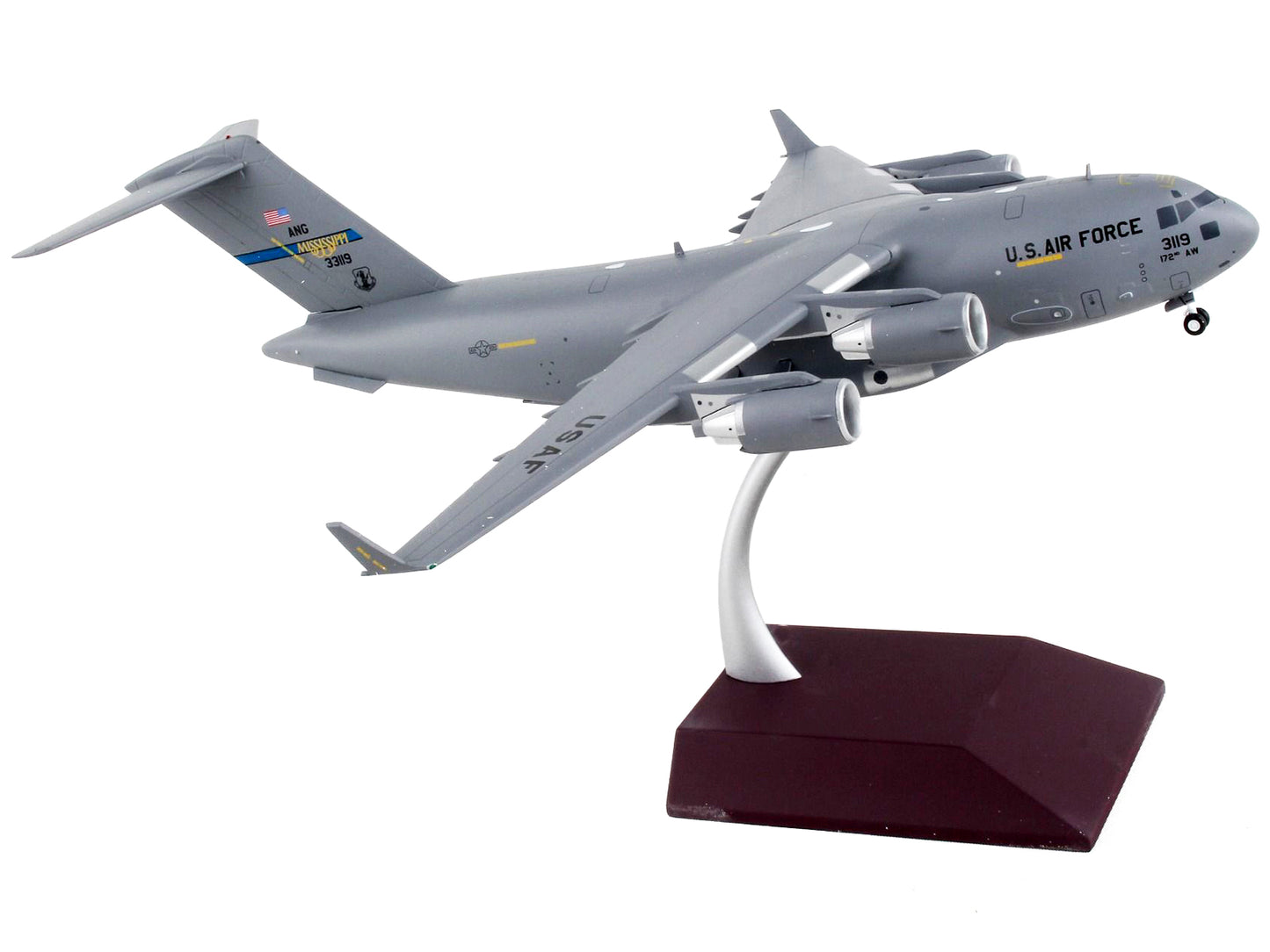 Boeing C-17 Globemaster III Transport Aircraft "Mississippi Air National Guard" United States Air Force "Gemini 200" Series 1/200 Diecast Model Airplane by GeminiJets