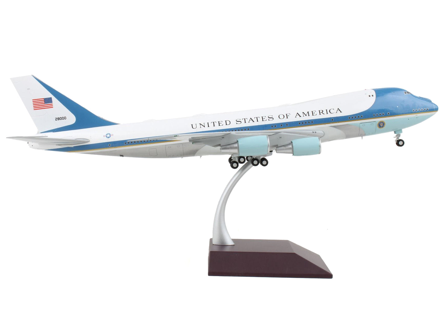 Boeing VC-25 Commercial Aircraft "Air Force One - United States of America" White and Blue "Gemini 200" Series 1/200 Diecast Model Airplane by GeminiJets