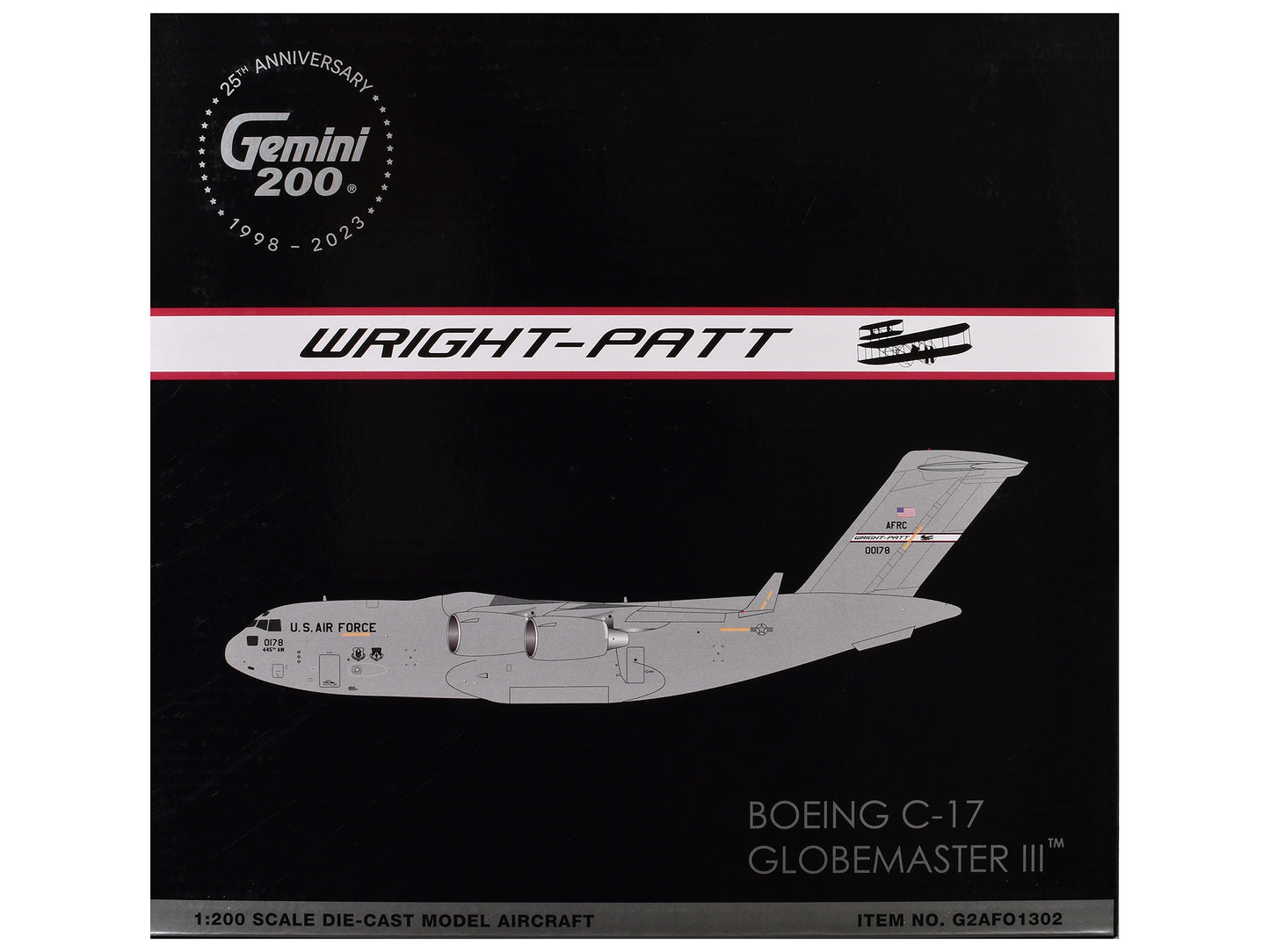 Boeing C-17 Globemaster III Transport Aircraft "Wright-Patterson Air Force Base" United States Air Force (000178) Gray "Gemini 200" Series 1/200 Diecast Model Airplane by GeminiJets