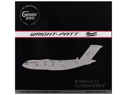 Boeing C-17 Globemaster III Transport Aircraft "Wright-Patterson Air Force Base" United States Air Force (000178) Gray "Gemini 200" Series 1/200 Diecast Model Airplane by GeminiJets