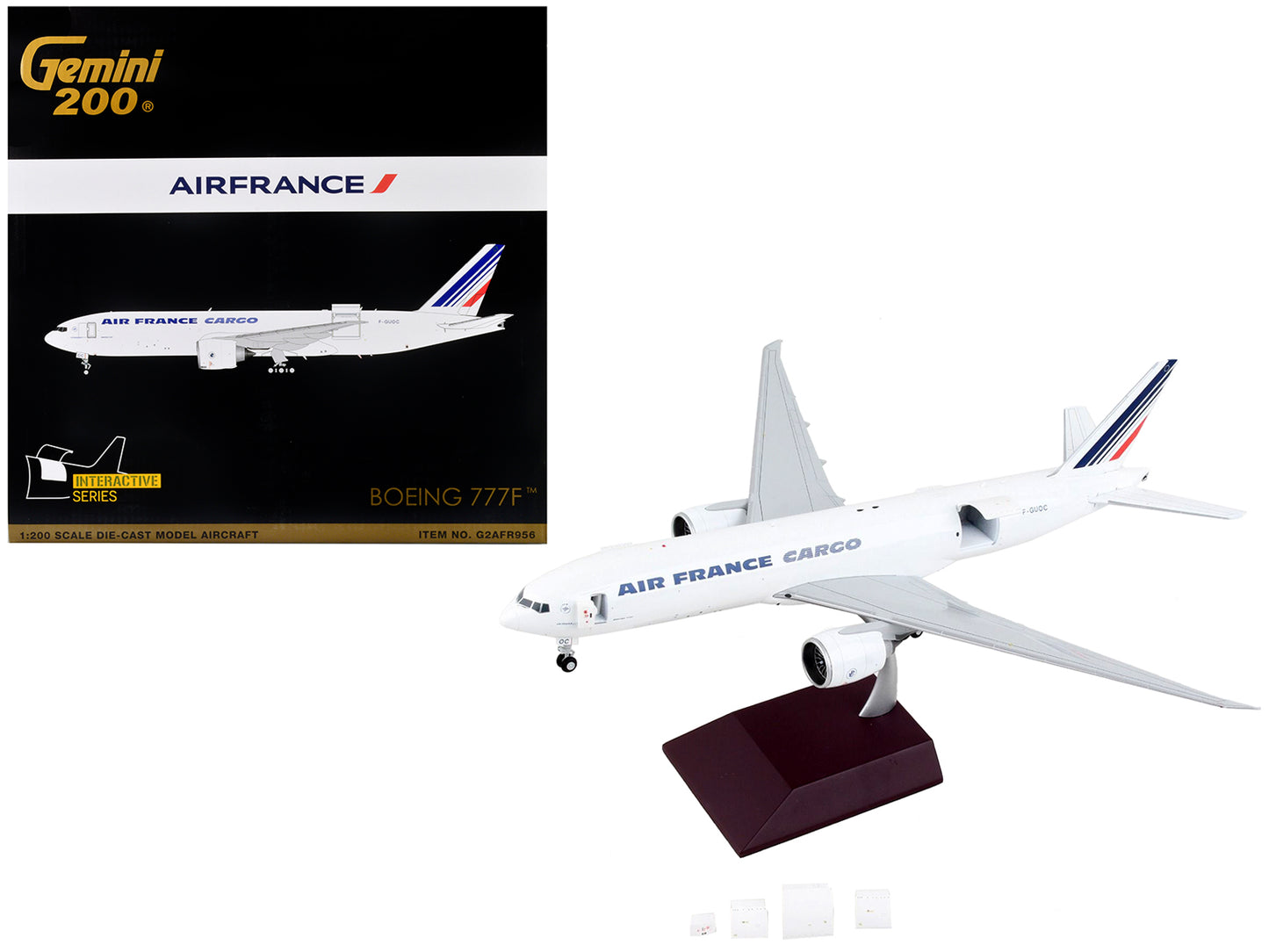 Boeing 777F Commercial Aircraft "Air France Cargo" White with Striped Tail "Gemini 200 - Interactive" Series 1/200 Diecast Model Airplane by GeminiJets