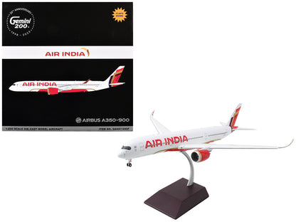 Airbus A350-900 Commercial Aircraft with Flaps Down "Air India" (VT-JRH) White with Striped Tail "Gemini 200" Series 1/200 Diecast Model Airplane by GeminiJets