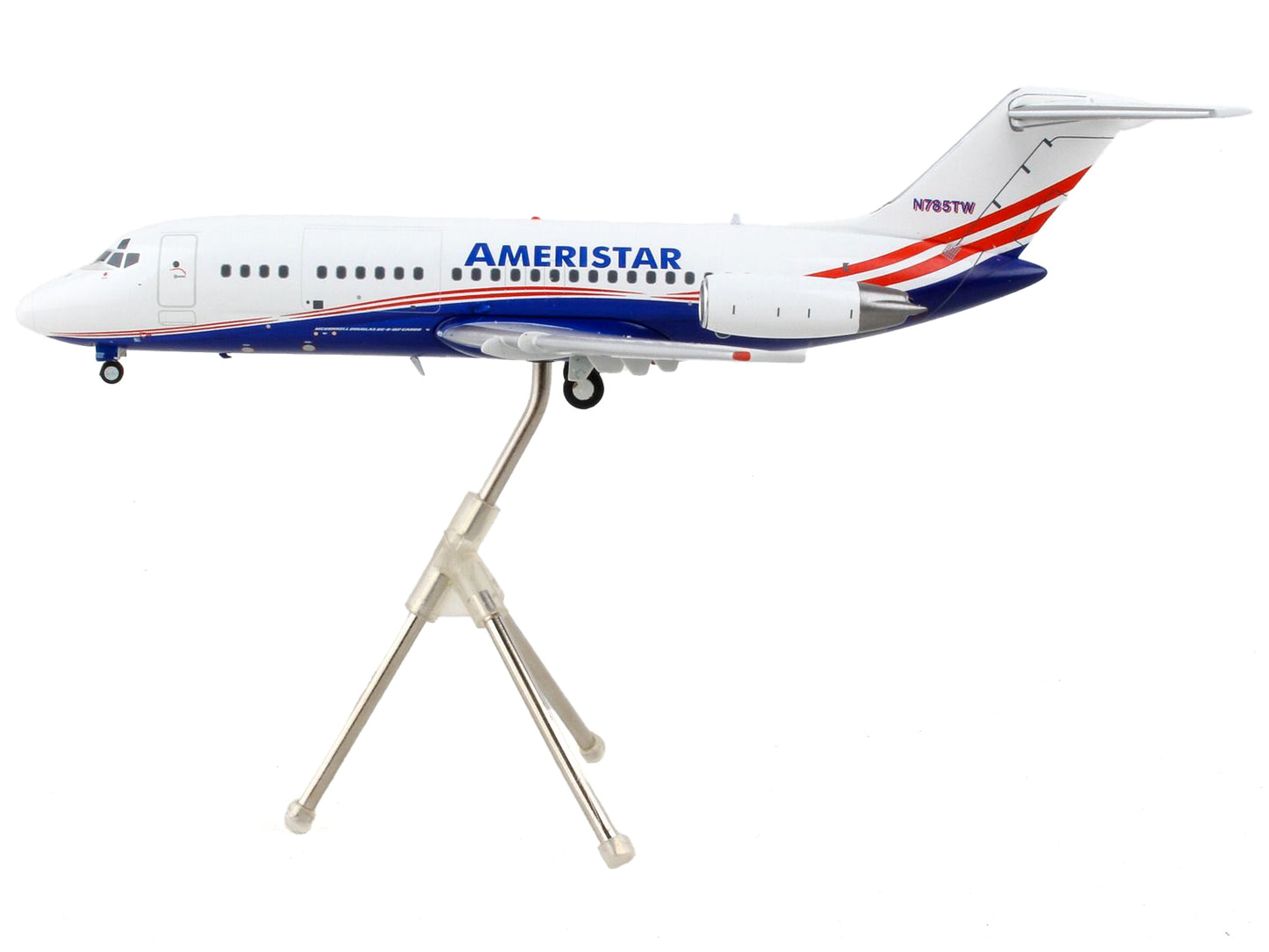 McDonnell Douglas DC-9-15F Commercial Aircraft "Ameristar Air Cargo" White with Blue and Red Stripes "Gemini 200" Series 1/200 Diecast Model Airplane by GeminiJets